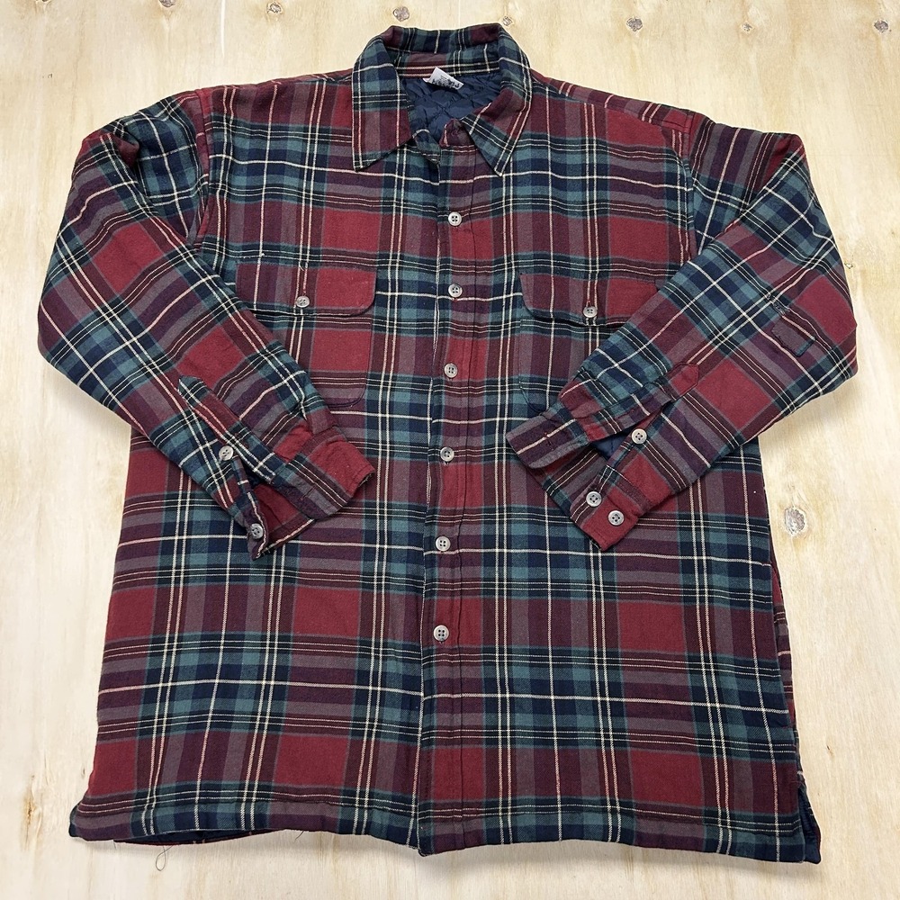 Vintage Premier International Shirt Jacket Men Large Plaid Flannel Quilted Lined